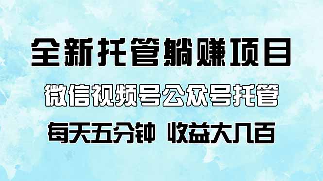 全新托管躺赚项目,微信视频号公众号托管代运营,每天五分钟,收益大几百-吾爱云课堂