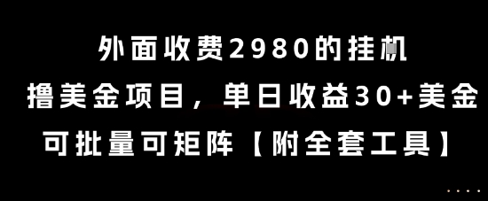 外面收费2980的挂G撸美金项目,单日收益30+美金,可批量可矩阵【揭秘】-吾爱云课堂