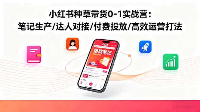小红书种草带货0-1实战营:笔记生产/达人对接/付费投放/高效运营打法-吾爱云课堂