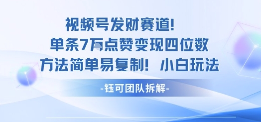 视频号发财赛道单条7W点赞变现四位数方法简单易复制小白玩法-吾爱云课堂