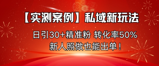 【实测案例】私域新玩法,日引30+精准粉,转化率50%,新人照做也能出单!-吾爱云课堂