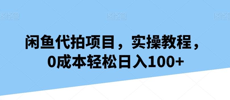 闲鱼代拍项目,实操教程,0成本轻松日入100+-吾爱云课堂