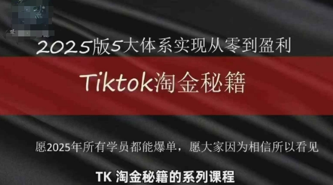 TikTok跨境2025淘金秘籍，​2025TikTok从0到盈利变现-吾爱云课堂