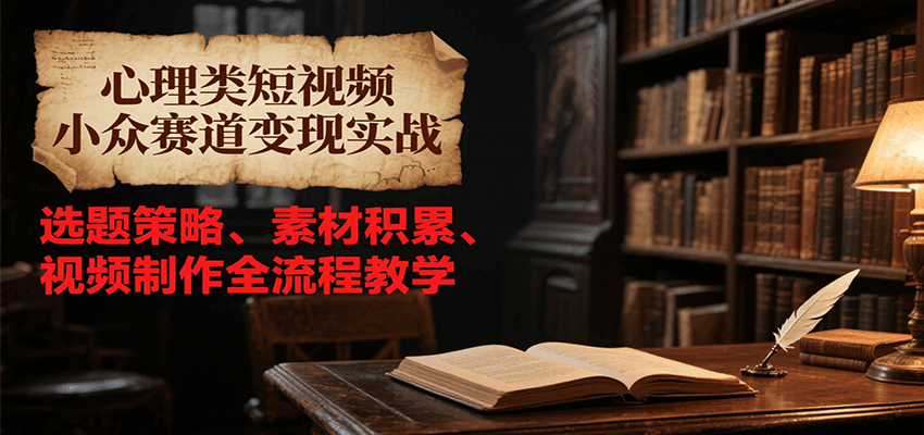 心理类短视频小众赛道变现实战,选题策略、素材积累、视频制作全流程教学-吾爱云课堂