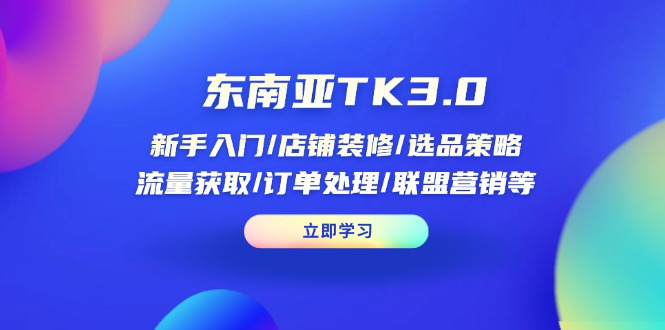 东南亚TK3.0:新手入门/店铺装修/选品策略/流量获取/订单处理/联盟营销等-吾爱云课堂