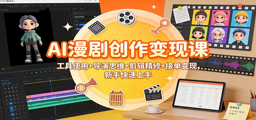AI漫剧创作变现课:工具使用+导演思维+剪辑精修+接单变现,新手快速上手-吾爱云课堂