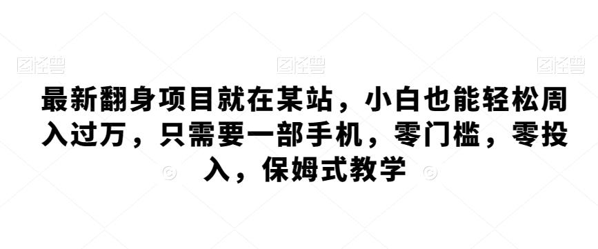 最新翻身项目就在某站,小白也能轻松周入过万,只需要一部手机,零门槛,零投入,保姆式教学-吾爱云课堂