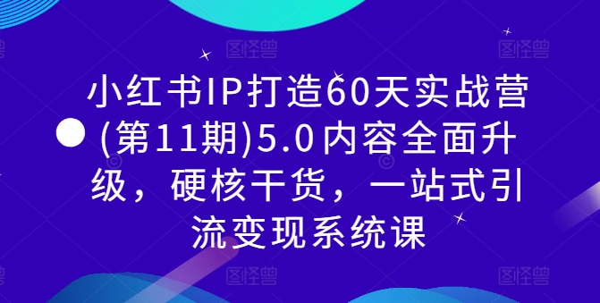 小红书IP打造60天实战营(第11期)5.0内容全面升级,硬核干货,一站式引流变现系统课-吾爱云课堂