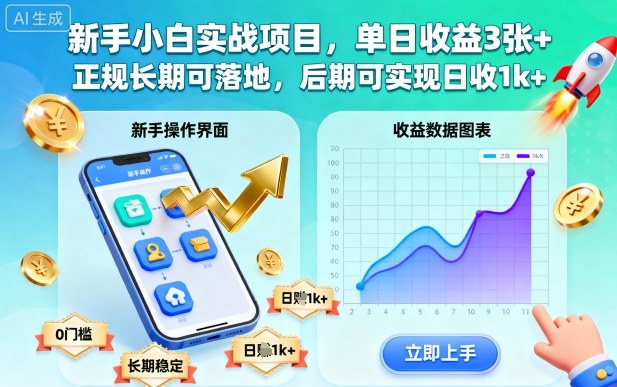新手小白实战项目,单日收益3张+,正规长期可落地,后期可实现日收1k+【揭秘】-吾爱云课堂