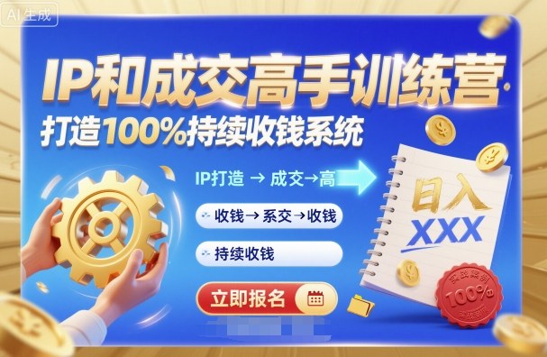 带你成为IP和成交高手的训练营,打造100%持续收钱系统-吾爱云课堂