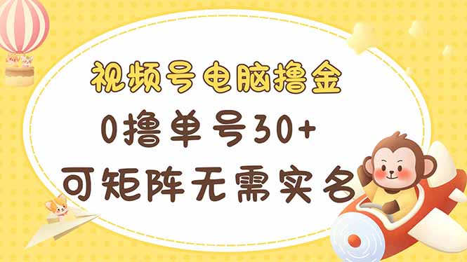 视频号电脑撸金 0撸单号30+ 可矩阵 无需实名多号多得-吾爱云课堂
