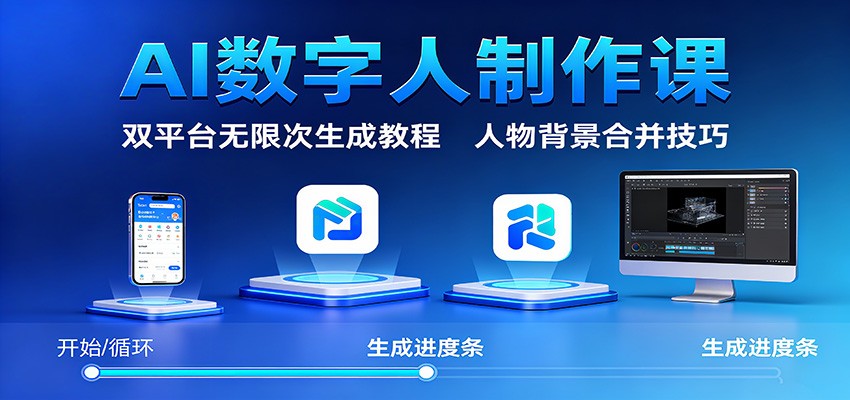 AI数字人制作课:双平台无限次生成教程,人物背景合并技巧-吾爱云课堂