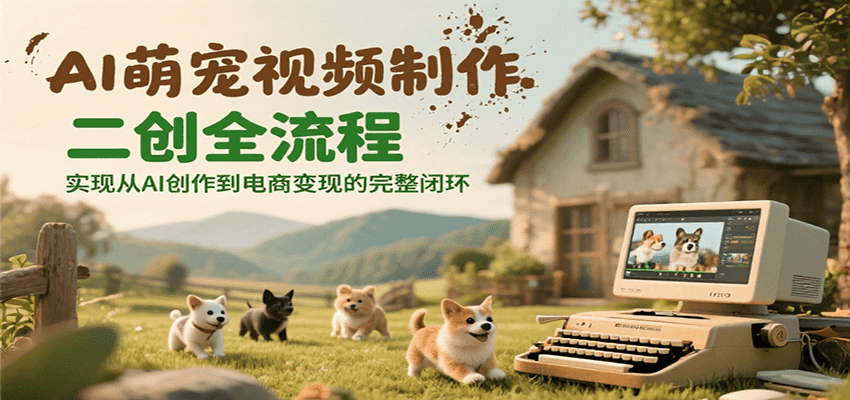 AI萌宠视频制作二创全流程,实现从AI创作到电商变现的完整闭环-吾爱云课堂