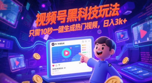视频号黑科技玩法,只需10秒一键生成热门视频,日入3k+【揭秘】-吾爱云课堂