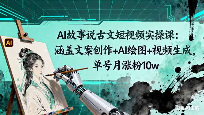 AI故事说古文短视频实操课:涵盖文案创作+AI绘图+视频生成,单号月涨粉10w-吾爱云课堂