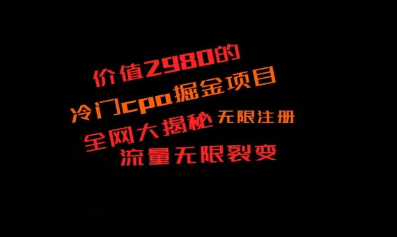 价值2980的CPA掘金项目大揭秘，号称当天收益200+，不见收益包赔双倍-吾爱云课堂