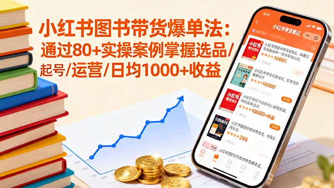 小红书图书带货爆单法:通过80+实操案例掌握选品/起号/运营/日均1000+收益-吾爱云课堂