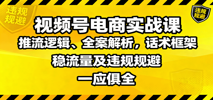 视频号电商实战课:推流逻辑、全案解析,话术框架,稳流量及违规规避等-吾爱云课堂