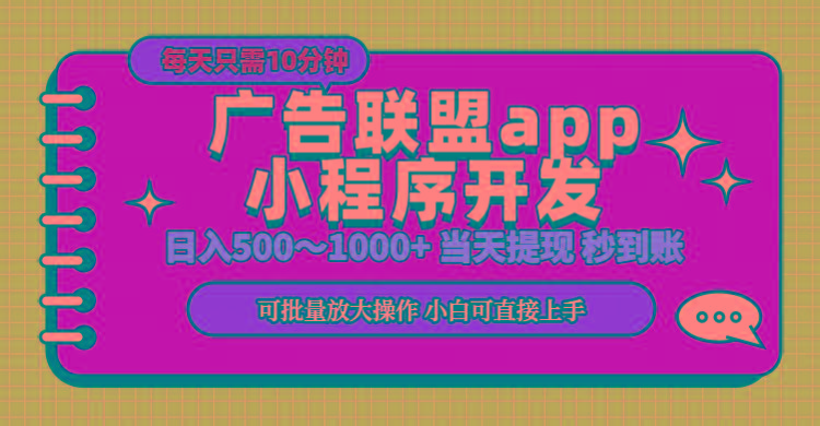 小程序开发 广告赚钱 日入500~1000+ 小白轻松上手！-吾爱云课堂