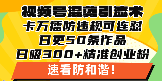 视频号混剪引流技术,500万播放引流17000创业粉,操作简单当天学会-吾爱云课堂