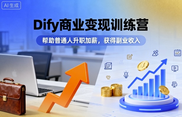Dify商业变现训练营,帮助普通人升职加薪,获得副业收入-吾爱云课堂
