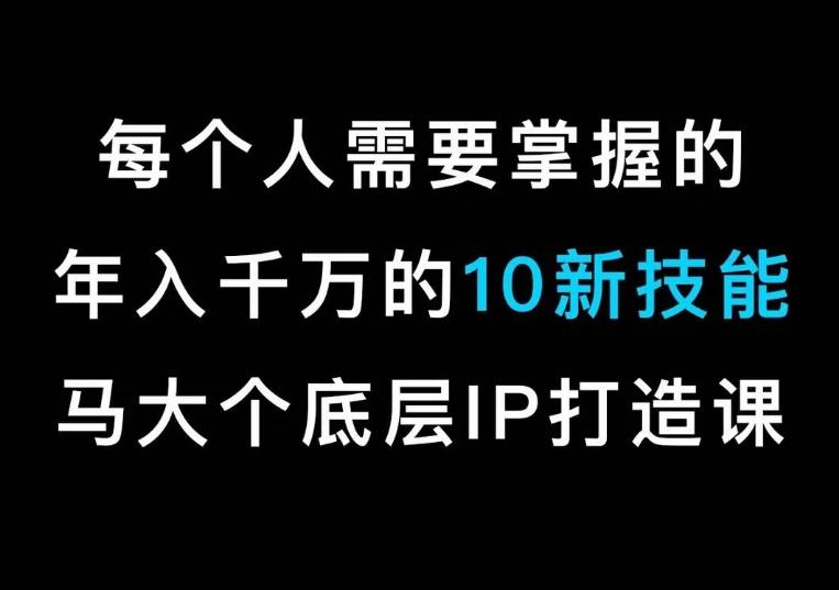 马大个的IP底层逻辑课，​每个人需要掌握的年入千万的10新技能，约会底层IP打造方法！-吾爱云课堂