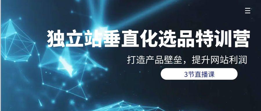 (9925期)独立站-垂直化选品训练营,打造产品壁垒,提升网站利润(3节直播课)-吾爱云课堂