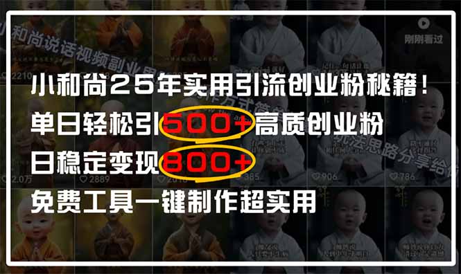 小和尚2025年实用引流秘籍!单日轻松引500+高质量创业粉,日变现800+,...-吾爱云课堂