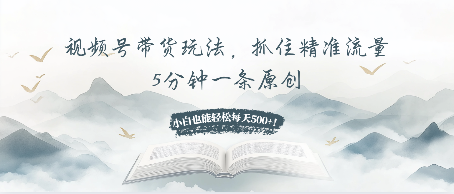 视频号带货玩法，抓住精准流量，5分钟一条原创，小白也能轻松每天500+！-吾爱云课堂