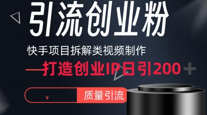 快手项目拆解类视频详细制作流程打造个人IP,单日引流200+高质量创业粉【揭秘】-吾爱云课堂