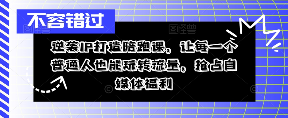 逆袭IP打造陪跑课,让每一个普通人也能玩转流量,抢占自媒体福利-吾爱云课堂