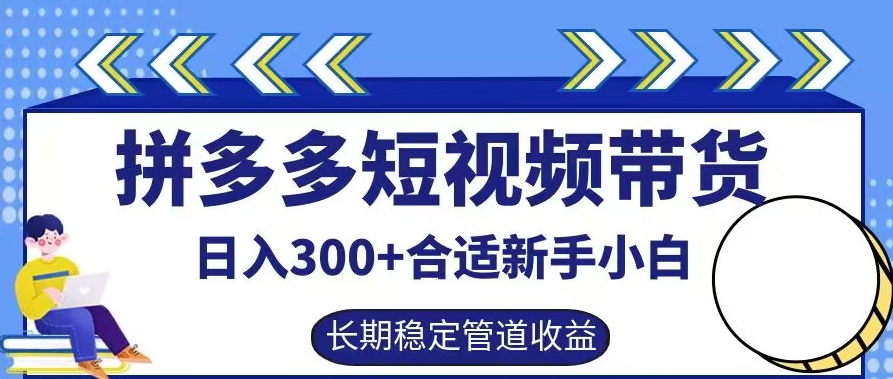 拼多多短视频带货日入300+有长期稳定被动收益,合适新手小白【揭秘】-吾爱云课堂