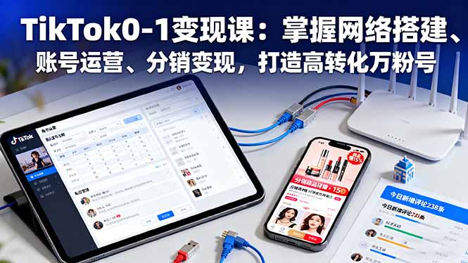 TikTok0-1变现课:掌握网络搭建、账号运营、分销变现,打造高转化万粉号-吾爱云课堂