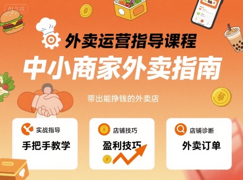 外卖运营指导课程，中小商家外卖指南，手把手带出能挣钱的外卖店-吾爱云课堂