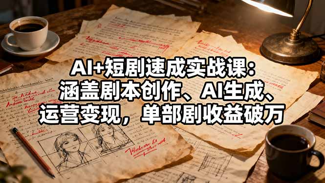 AI+短剧速成实战课:涵盖剧本创作、AI生成、运营变现,单部剧收益破万-吾爱云课堂