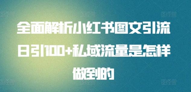 全面解析小红书图文引流日引100+私域流量是怎样做到的【揭秘】-吾爱云课堂