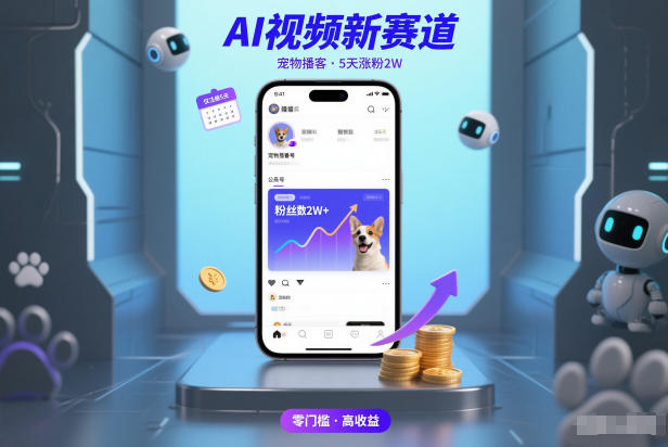 AI视频新赛道，宠物播客仅注册5天涨粉2W，收益非常可观-吾爱云课堂