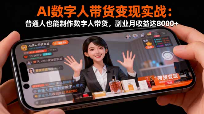 AI数字人带货变现实战:普通人也能制作数字人带货,副业月收益达8000+-吾爱云课堂