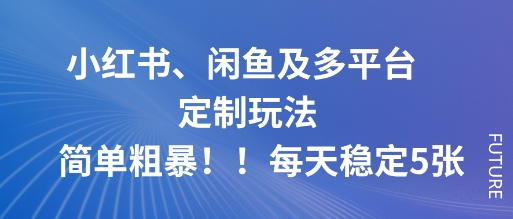 小红书、闲鱼及多平台定制玩法简单粗暴!每天稳定5张-吾爱云课堂