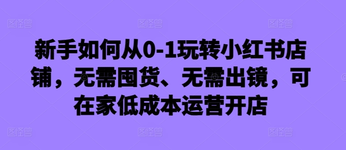 新手如何从0-1玩转小红书店铺,无需囤货、无需出镜,可在家低成本运营开店-吾爱云课堂
