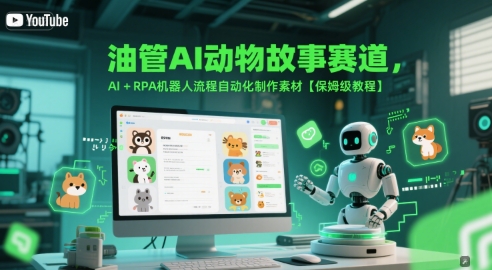 油管AI动物故事赛道,AI+RPA机器人流程自动化制作素材【保姆级教程】-吾爱云课堂