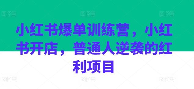 小红书爆单训练营，小红书开店，普通人逆袭的红利项目-吾爱云课堂