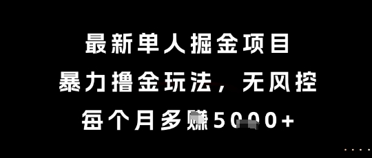 最新单人掘金项目,暴力撸金玩法,无风控,每个月多挣5k+【揭秘】-吾爱云课堂