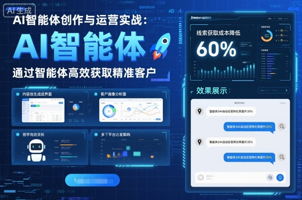 AI智能体创作与运营实战,实体门店通过智能体高效获取精准客户-吾爱云课堂