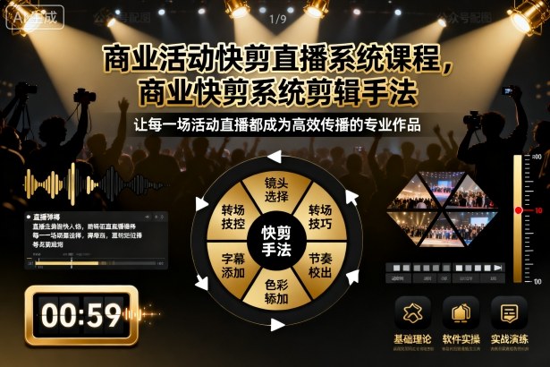 商业活动快剪直播系统课程,商业快剪系统剪辑手法-吾爱云课堂