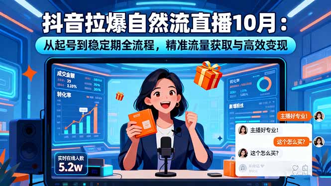 抖音拉爆自然流直播10月:从起号到稳定期全流程,精准流量获取与高效变现-吾爱云课堂