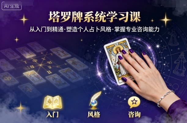 塔罗牌系统学习课，助你从入门到精通，塑造个人占卜风格，掌握专业咨询能力-吾爱云课堂
