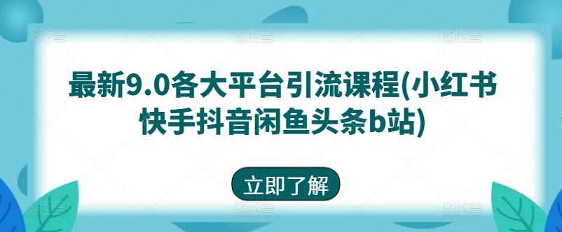 最新9.0各大平台引流课程(小红书快手抖音闲鱼头条b站)-吾爱云课堂