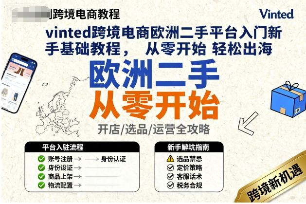 vinted跨境电商欧洲二手平台入门新手基础教程,从零开始轻松出海-吾爱云课堂