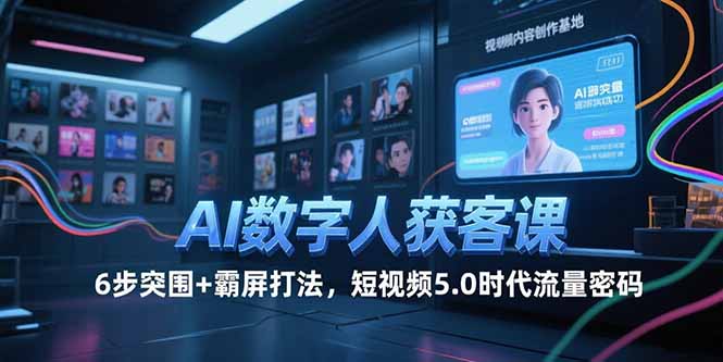 AI数字人获客课,6步突围+霸屏打法,短视频5.0时代流量密码-吾爱云课堂